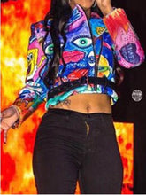 Load image into Gallery viewer, STYLISH  Turndown Collar Print Jacket
