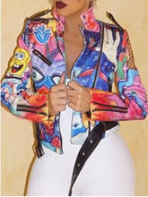 Load image into Gallery viewer, STYLISH  Turndown Collar Print Jacket
