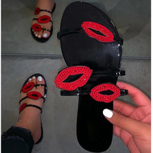 Load image into Gallery viewer, Crystal Lip Flat Slippers Sandals
