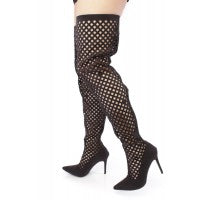 Load image into Gallery viewer, Nia Netted Thigh High Boots
