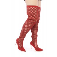 Load image into Gallery viewer, Nia Netted Thigh High Boots
